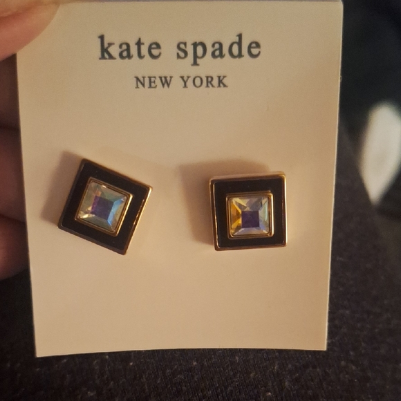 kate spade Jewelry - Kate Spade Iridescent Square Earrings with Gold Frame